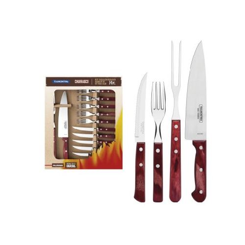 Set de Asado Tramontina Churrasco Polywood 14 Piezas