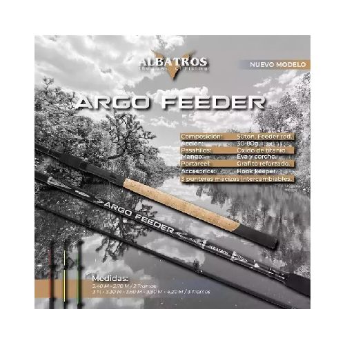 Caña Albatros Argo Feeder 2,70-3.00-3,30-3,60 Mts 3 Tramos con Punteras Intercambiables