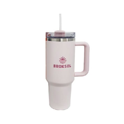 Vaso térmico Broksol Cool mug 1.2 lt con tapa y sorbete Rosa SKU: TER-VAS1200RS_0000000174