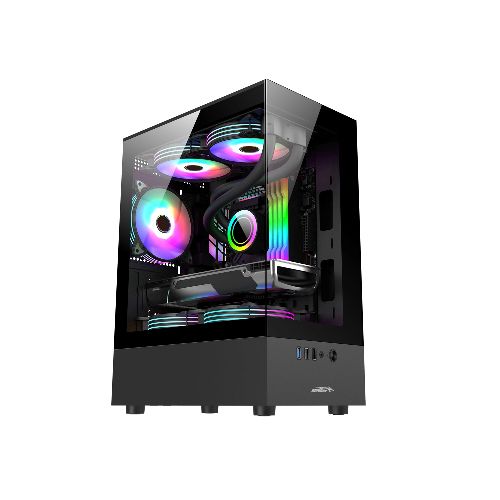 Gabinete Gamer Sentey 6100 Rgb Negro H10 Vidrio Templado 5 Cooler Argb  