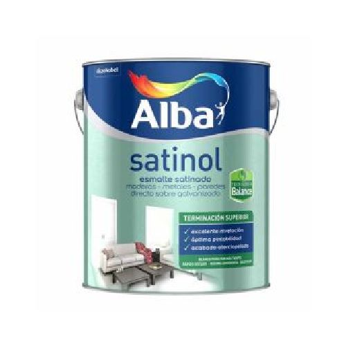 Esmalte Al Agua Satinado Negro Satinol Alba 1 L