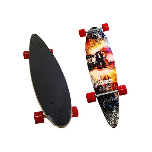 Patineta Skate Longboard Completo Calavera Con Fuego