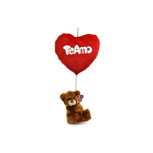 Peluche Corazon Grande Con Oso Colgante Marron