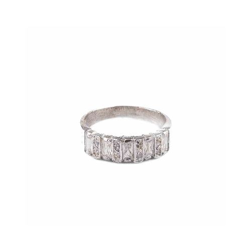 Anillo Carmín de Plata Baguette Praga con Cristal Blanco - Style Store | Experience is the new luxury