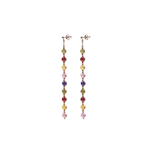 Aros Colgantes Carmín Multicolor de Plata 925 con Baño Rosé - Style Store | Experience is the new luxury