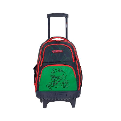 Mochila Con Carro dino verde Xtrem base reforzada Cross 151066-9821