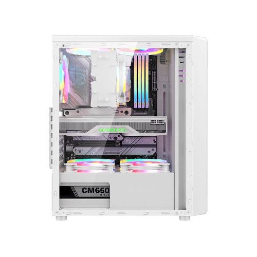 GABINETE GAMER FORMULA V MANA WHITE 4 FANS RGB  