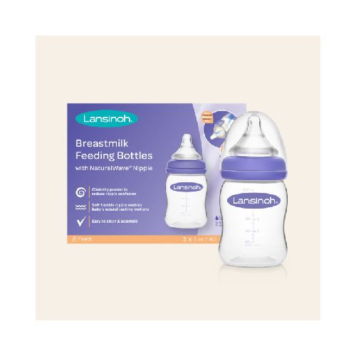 LANSINOH SET DE MAMADERAS CON TETINA NATURAL WAVE 160 ML X 3 UNIDADES 71054