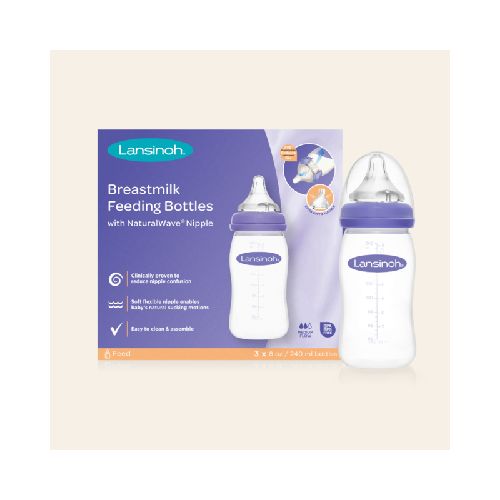 LANSINOH SET DE MAMADERAS CON TETINA NATURAL WAVE 240 ML X 3 UNIDADES 71056