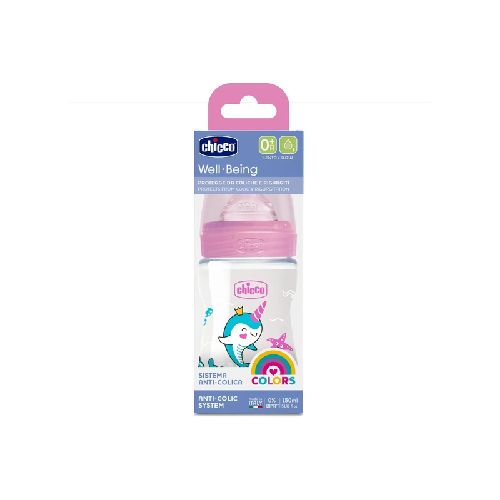 CHICCO BIBERÓN WELLBEING ROSA 150 ML SILICONA FLLUJO LENTO 0M+