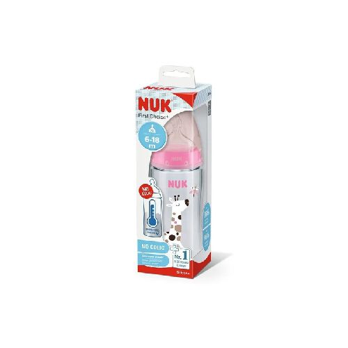 NUK MAMADERA FC+ X 300 ML 6-18M CON CONTROL DE TEMPERATURA JIRAFA 10741094