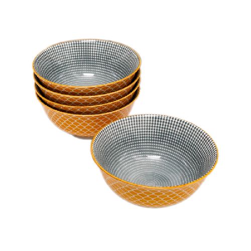 Set De 6 Bowls De Porcelana Estilo Punteado