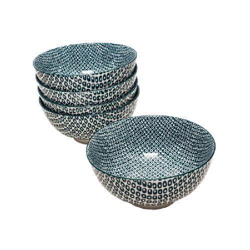 Set De 6 Bowls De Porcelana Punteado Gris