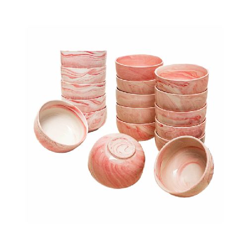 Set De Bowls De Porcelana 18 Piezas Simil Marmol