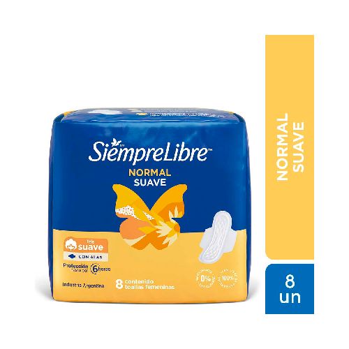 TOALLAS FEMENINAS SIEMPRE LIBRE NORMAL SUAVE CON ALAS X8 U - Jumbo Argentina | Aprovechá las Ofertas I Supermercado Online