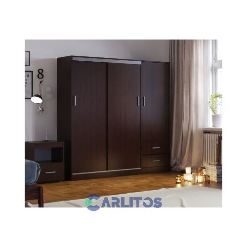 Placard 1.82 Mts 3 Puertas 2 Cajones Fiplasto Wengue