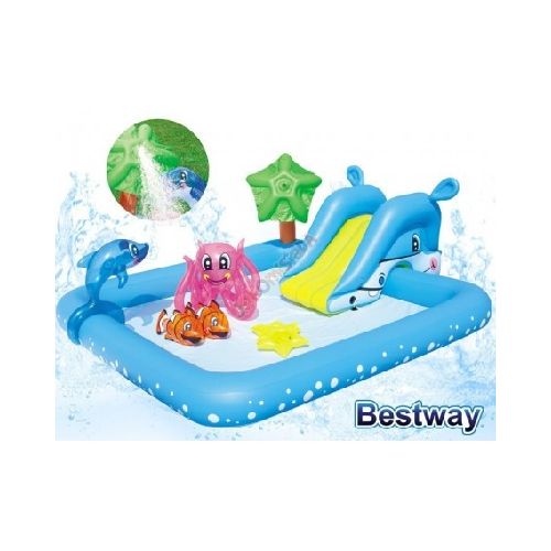 Parque Acuatico Aquarium Infantil Tobogan Lanza Agua Pileta 2,39M X 2,06M X 86Cm  