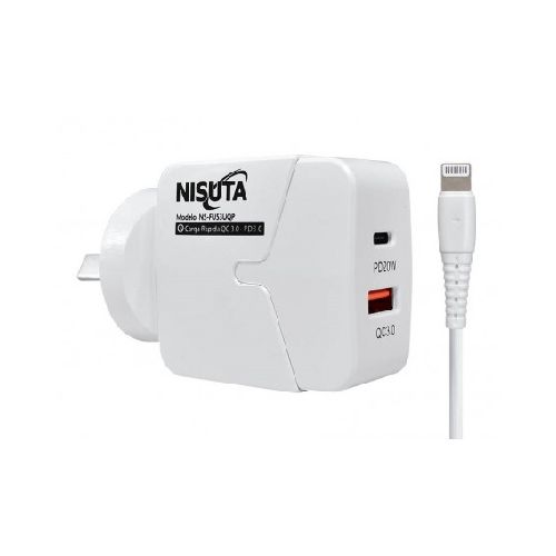 Cargador Carga Rapida 5V 3A 1 Puerto Usb + Puerto USB-C 20W Puerto PD Nisuta QC3.0 NS-FU53UQPI