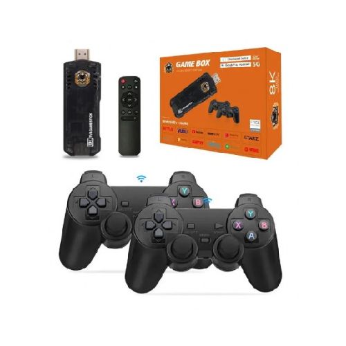 Consola Retro Game Stick HDMI Con Android Tv 64gb 8K 2 Joysticks y Juegos RS-110