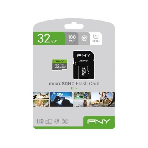 Tarjeta De Memoria Micro SD PNY P-SDU32GU185GW-GE Con Adaptador SD 32GB 100mb/s2 UHS-I  