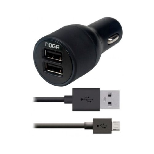 Cargador 12v Para Auto Con Cable De Carga Micro Usb V8 2 Puertos Usb 2.1a Noga Car Usb 20  