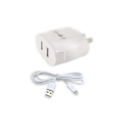 Cargador Para Celular Carga Rapida Con Cable Micro Usb V8 De 1mt & 2 Puertos Usb Inova Car-2052a  