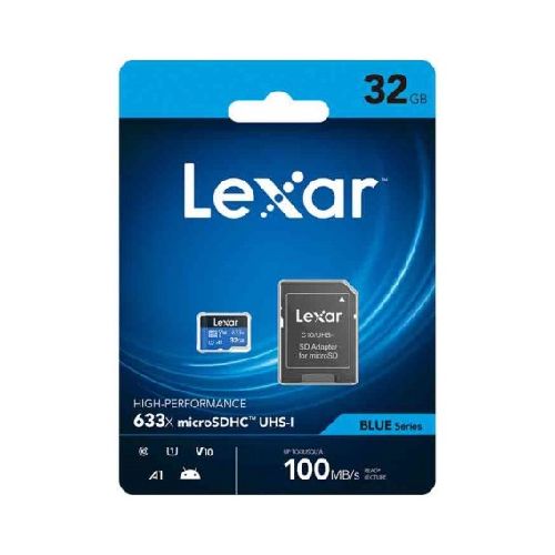 Tarjeta De Memoria Micro SD Lexar 32GB 633X microSDXC UHS-I Clase 10 A1 100mb/s Blue Series