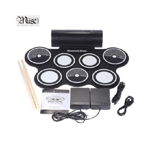 Bateria Electronica Redoblante Flexible Pedal 7 Pads Percusion Con Parlante Konix W759