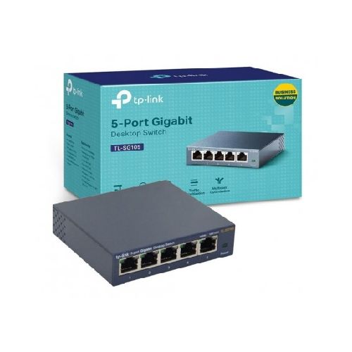 Switch De Red Tp-Link 5 Puertos Tl-Sg105 Gigabit 10/100/1000 Acero Plug And Play