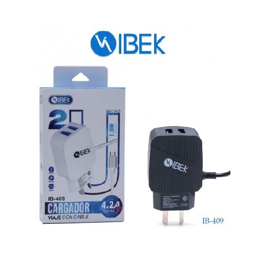 Cargador Carga Rapida Tipo C 2 USB 4.2A Ibek