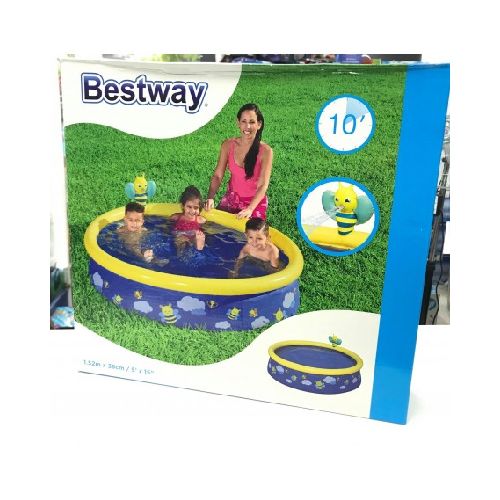 Pileta Redonda Infantil Abejitas Con Lanza Agua 1,52M X 38Cm Bestway  