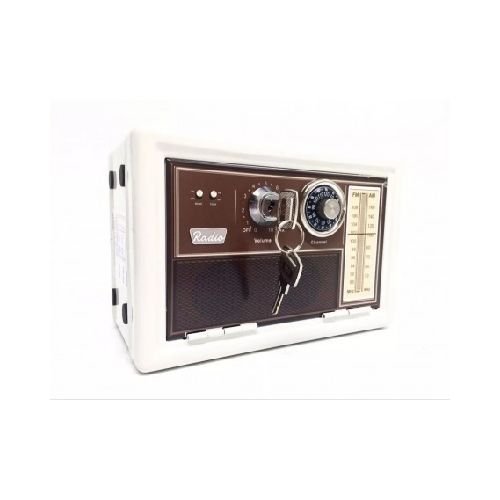 Caja Fuerte Alcancia Metal Vintage Retro Radio Con 2 Llaves