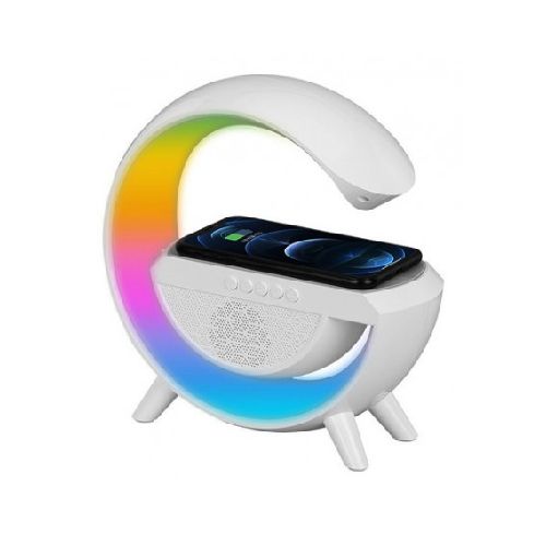 Velador Lampara G Parlante Bluetooth Con Luz Led Rgb Cargador QI Inalambrico BT2301  