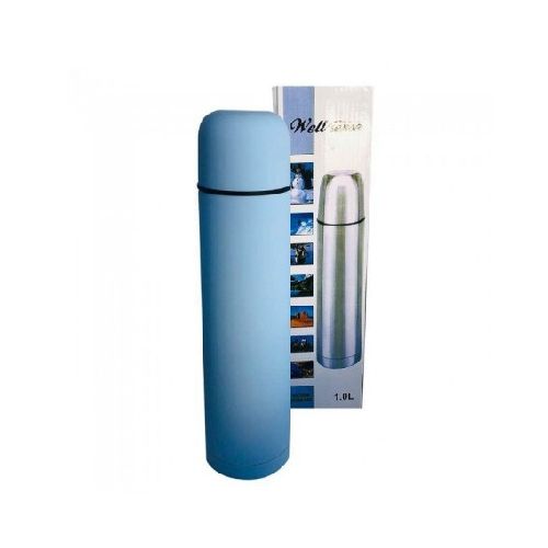 Termo Acero Engomado Celeste Pastel 1L Acero Inoxidable 92096c  