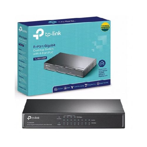 Switch 8 Puertos Tp-Link Gigabit Tl-Sg1008P 4 Puertos Poe Desk  