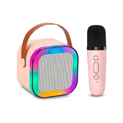  Mini Parlante Altavoz + Micrófono Portátil Karaoke Bluetooth K12 Rosa