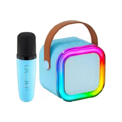  Mini Parlante Altavoz + Micrófono Portátil Karaoke Bluetooth K12 Celeste