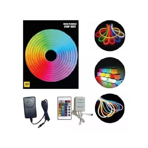  Kit Tira LED NEON 5mts RGB con control Fuente conexión 220V