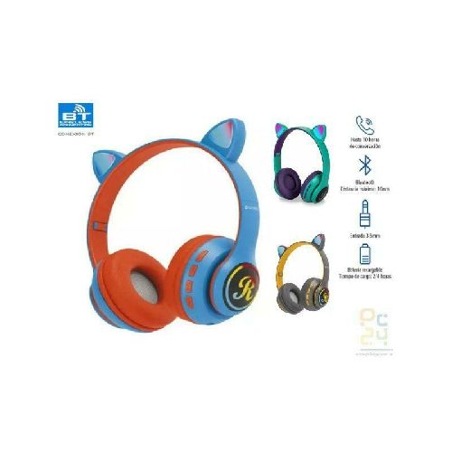 AURICULARES BLUETOOTH VINCHA -INFANTIL- SUONO 66SUOM-PK (OREJAS GATITO)  