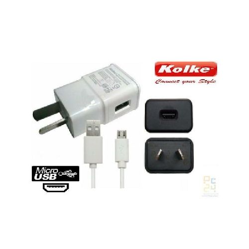 CARGADOR 220-MICRO USB +CABLE 1mts KOLKE (sal:5VDC/2Amp) BLANCO 023589 CAR-220V-WH  