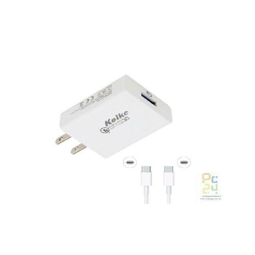 CARGADOR 220-USB TIPO C QC3 30W +CABLE CAR-QC-CB (sal:5V-3A/9V-3A/10V-3A) -BLANCO-  