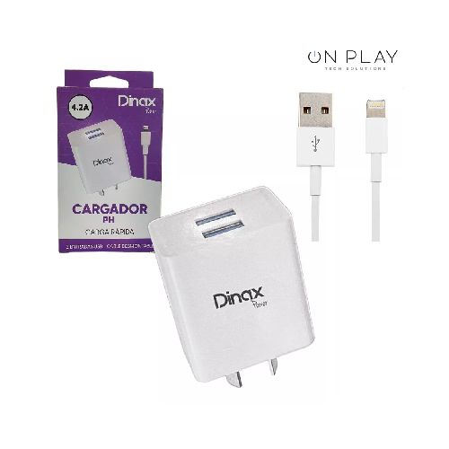 Cargador Dinax 4.2A Doble USB + Cable de Iphone Carga Rápida