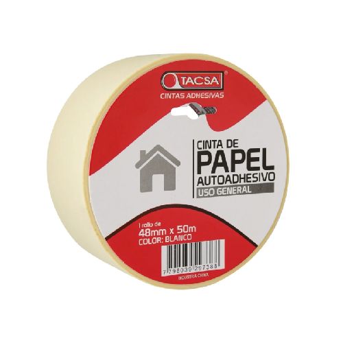 Cinta de Papel 48 mm x 50 mts Blanca Tacsa