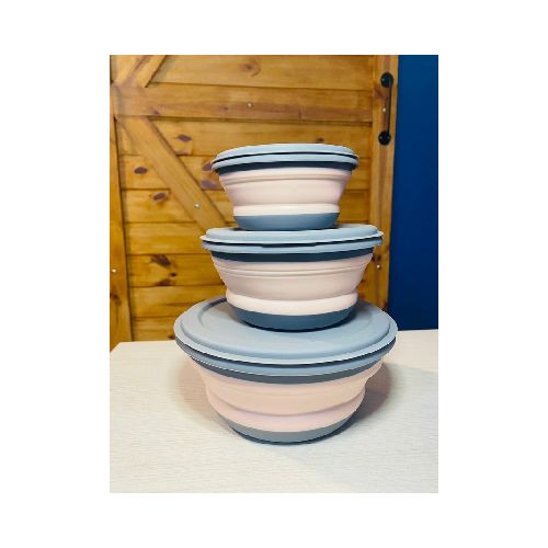 Tupper Bowl Plegable de Silicona x 3 Unidades rosa