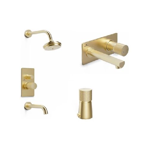 Griferias Hidromet Texture Gold Bidet + Lavatorio de pared + Ducha