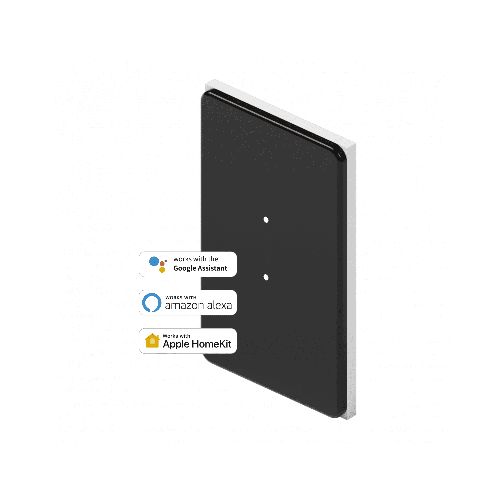 Interruptor de luz Inteligente Touch Negro 2 líneas/canales – HomeKit, Google, Alexa