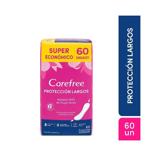 Protectores Diarios CAREFREE Protección Largos 60 U - Supermercado Disco Online | Todo lo Que Necesitás