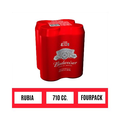 Cerveza Rubia Budweiser 710 Ml 4u - Masonline - Más Online