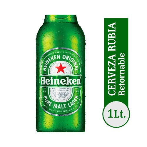 Cerveza Rubia Heineken Retornable 1 L - Masonline - Más Online