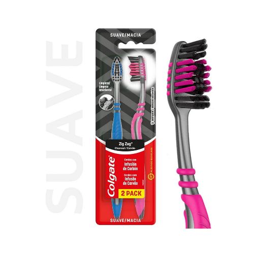 Cepillo De Dientes Colgate Zig Zag Charcoal Medio 2 U - Masonline - Más Online